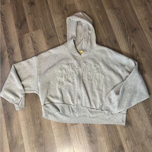 Cult Favorite Gray Cropped Zip-Up Hoodie